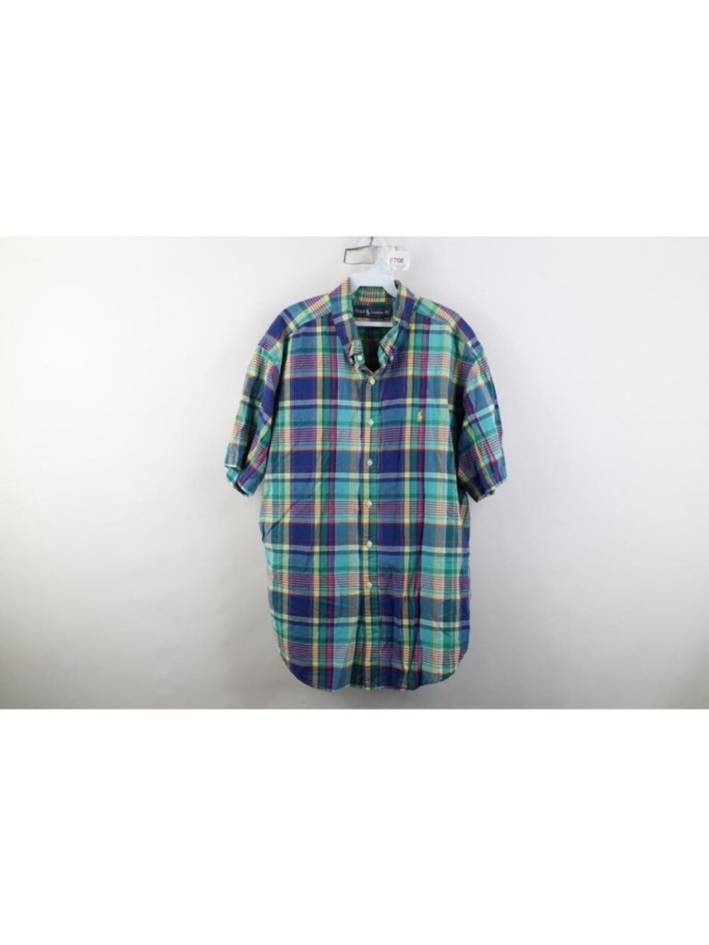 Vintage 90s Ralph Lauren Mens 2XL India Madras Plaid Button Down Shirt Cotton